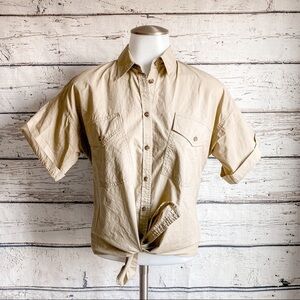 Madewell Khaki Floral Embroidered top